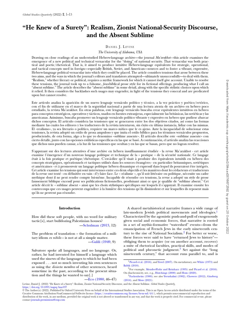 He Knew of A Surety Realism, Zionist NationalSecurity Discourse PDF