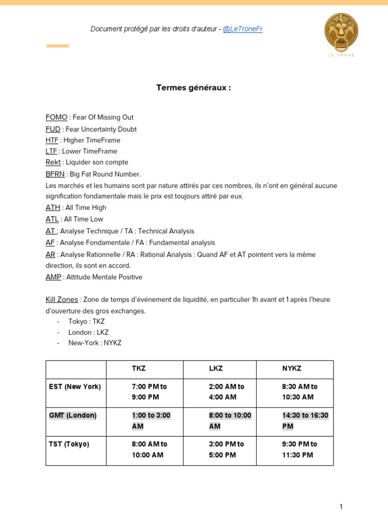 Glossaire des termes de trading et stratégies | PDF | Opérateur de marché |  Investisseurs