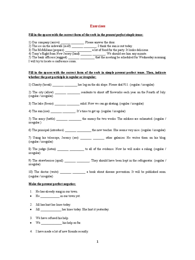 PRESENT PERFECT TENSE EXERCISE PDF DOWNLOAD visual data 2