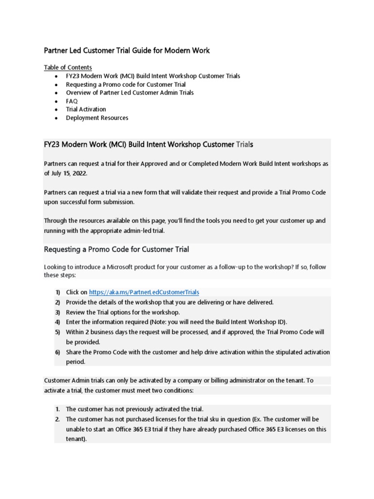 Partner Led Customer Trial Overview | PDF | Microsoft | Computer Security