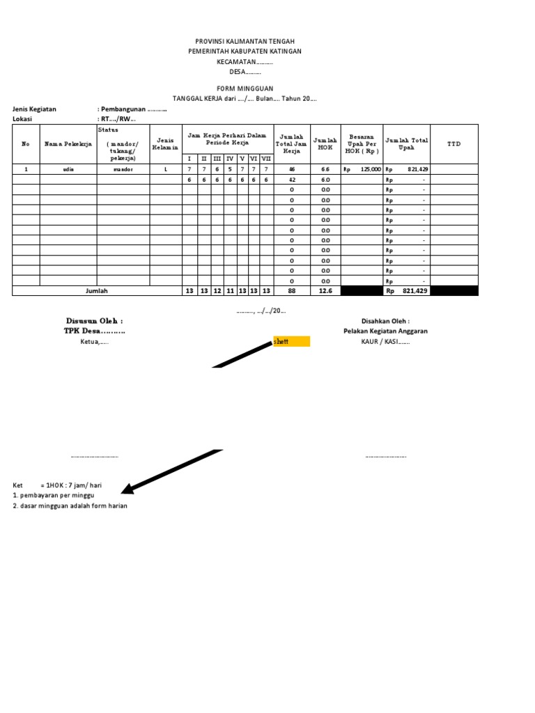 Format PKTD Mingguan Dan Harian Untuk Fisik Yang Dibuat TPK | PDF