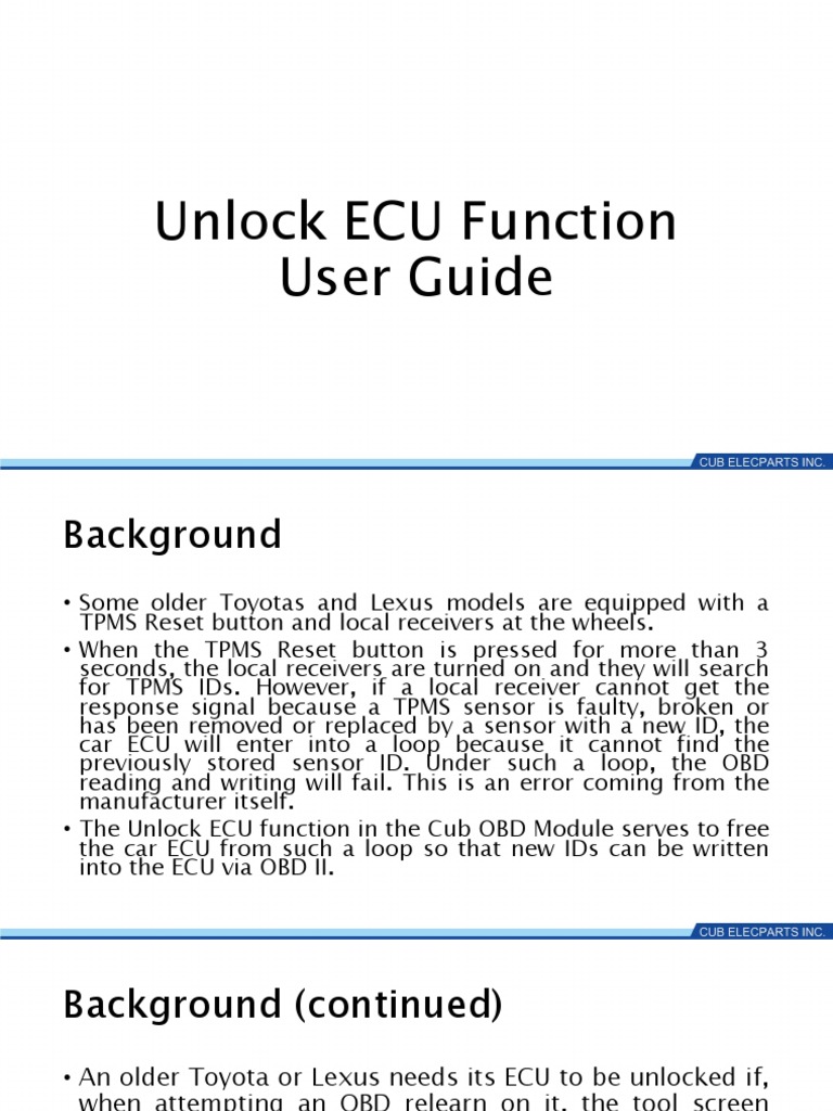 Unlock ECU Function User Guide | PDF