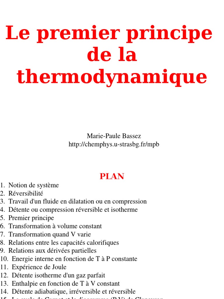 Premier principe de la thermodynamique | PDF | Capacité thermique | Chaleur