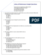 Machinary Operation and Repair Sample Questions