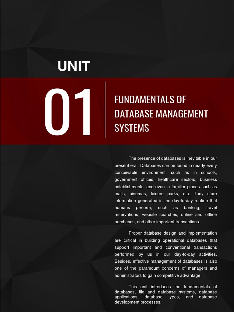 Unit 1 fundamentals of database management pdf databases