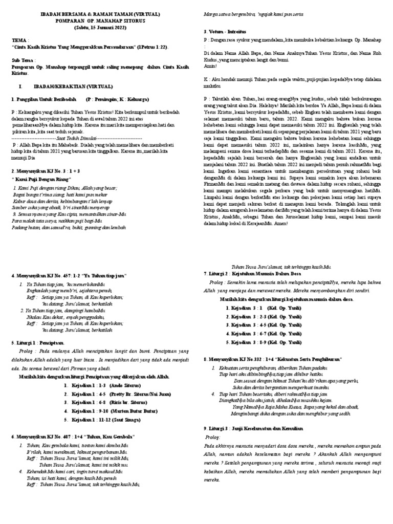 Tata Ibadah Syukur Awal Tahun 2023 Pdf