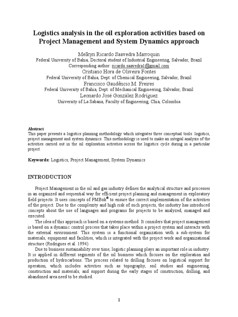 Logistic Analysis Pdf Project Management System