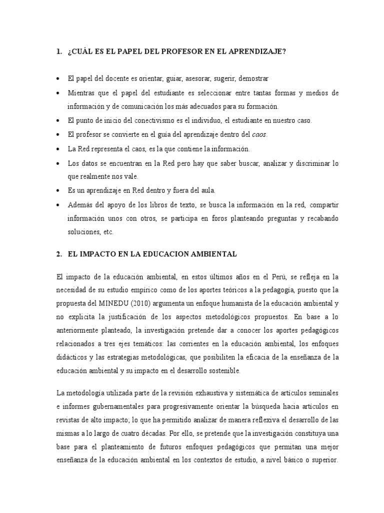 Rol del Docente en el Conectivismo | PDF | Aprendizaje | Maestros