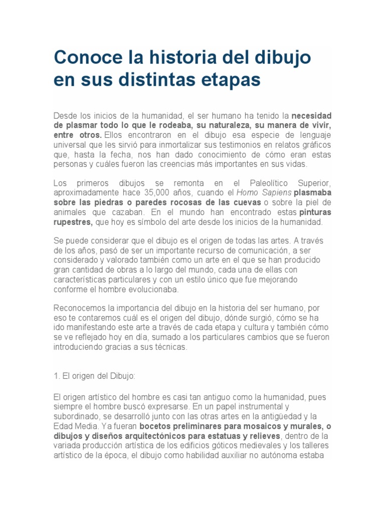 Conoce La Historia Del Dibujo en Sus Distintas Etapas PDF