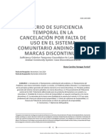 Criterio de Suficiencia Temporal en La Cancelación Por Falta de Uso en El Sistema Comunitario Andino: Caso Marcas Discontinuas