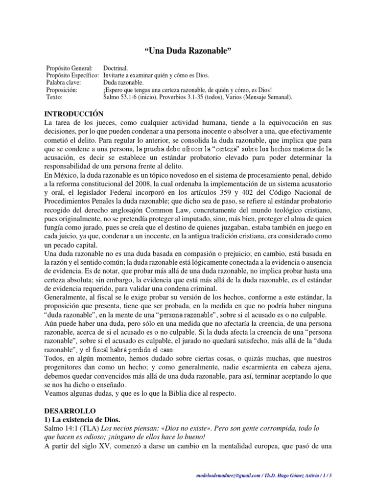 Duda Razonable sobre la Existencia de Dios | PDF | Deísmo | Duda razonable