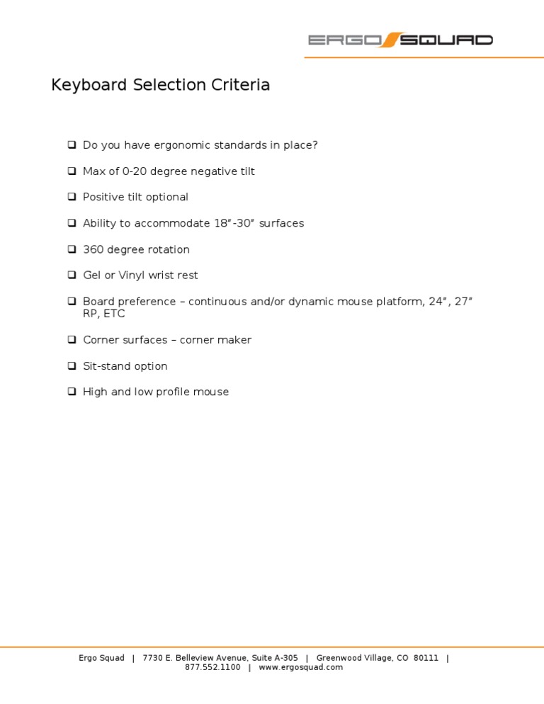 Ergonomic Keyboard Selection Guide | PDF | Technology & Engineering