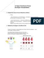 Blood Types Transfusion Tissue and Organ Transplantation Notes