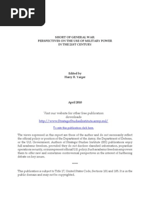 Short Of General War Perspectives On The Use Of Military Power In The 21st Century Preemptive War Military