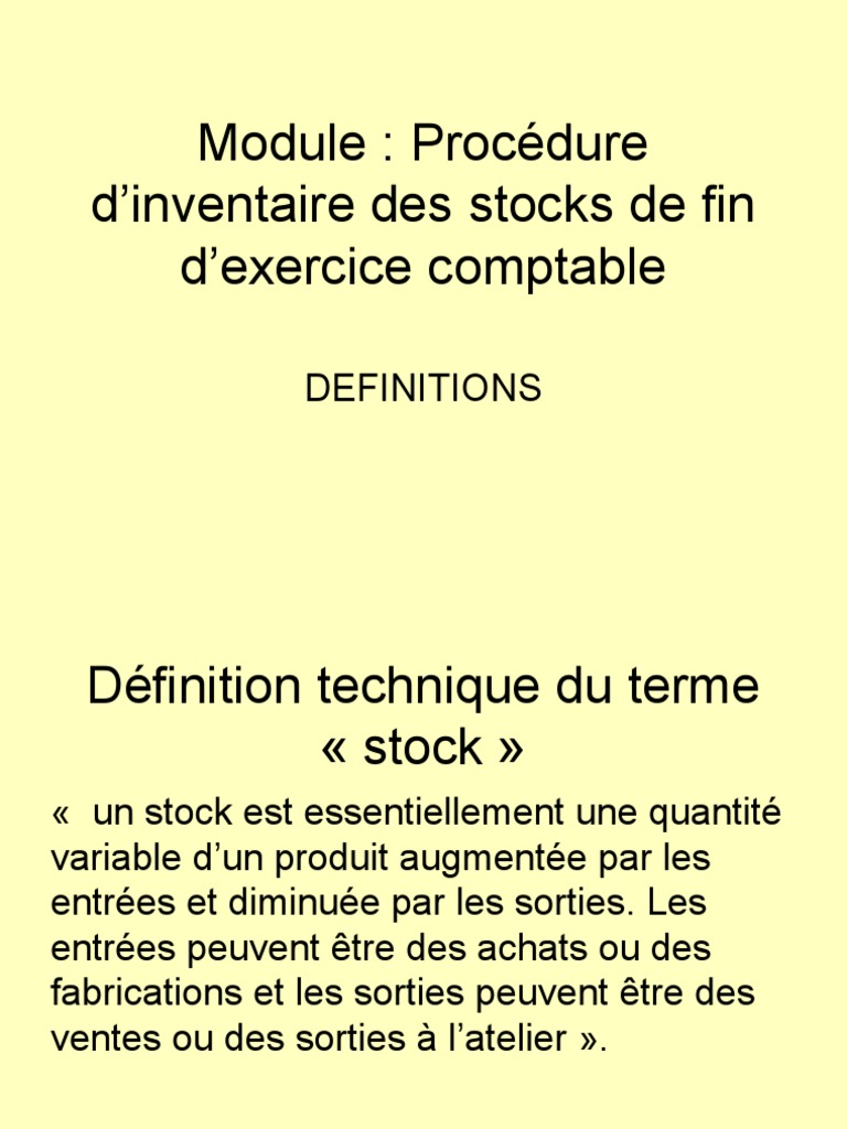 1 Inv 1 Lois | PDF | Inventaire | Comptabilité