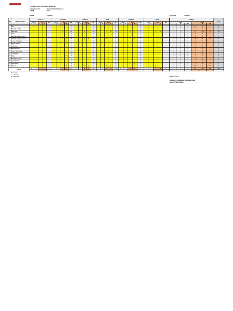 Form Laporan PTM 2022 PKM Dan RS - v3 Fix New | PDF