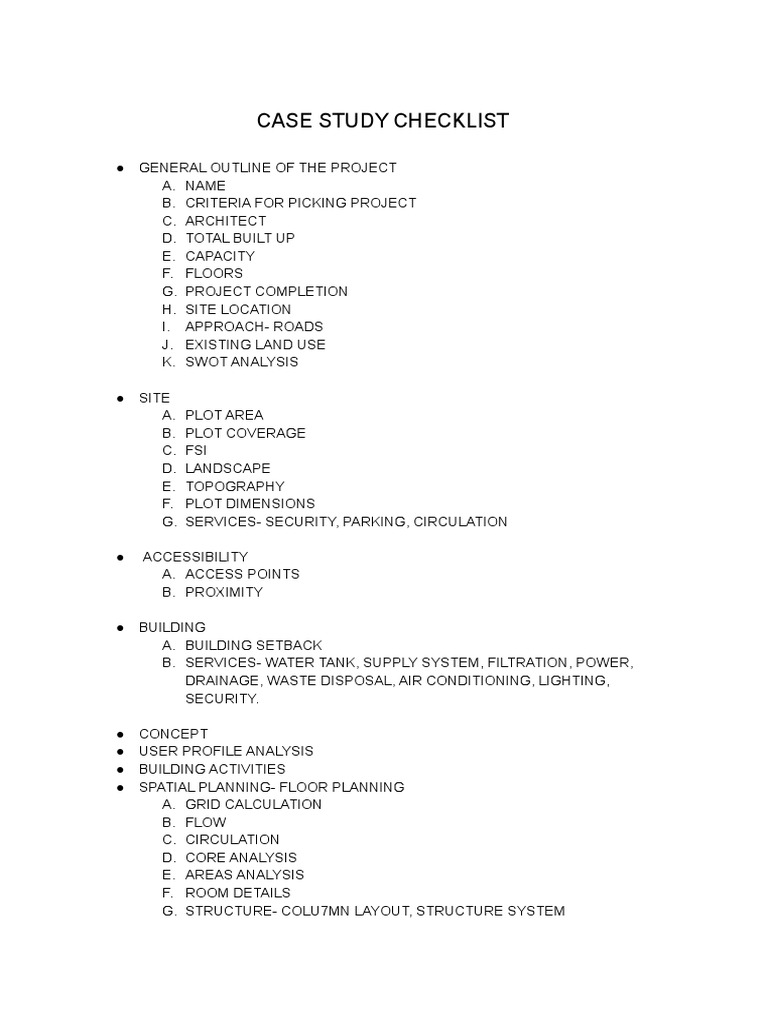 Case Study Checklist PDF
