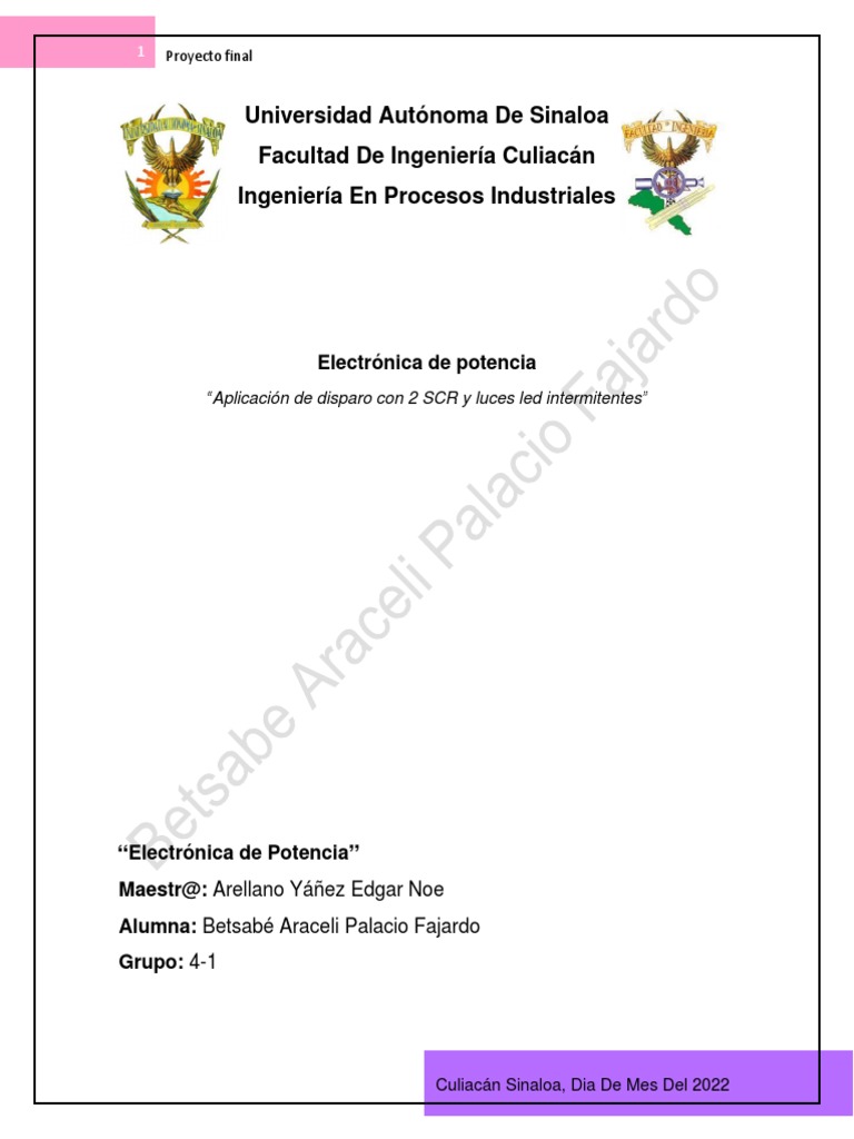 Disparo de SCR con LEDs Intermitentes | PDF | Ingenieria Eléctrica ...