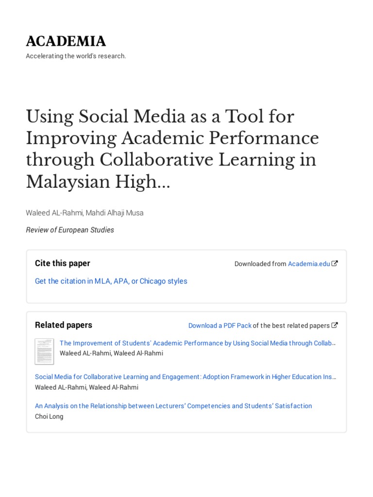 Using Social Media As A Tool For Improving Academic Performance Through ...