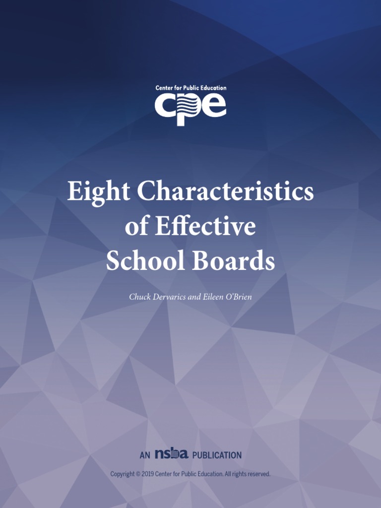 Cpe Eight Characteristics of Effective School Boards Report December