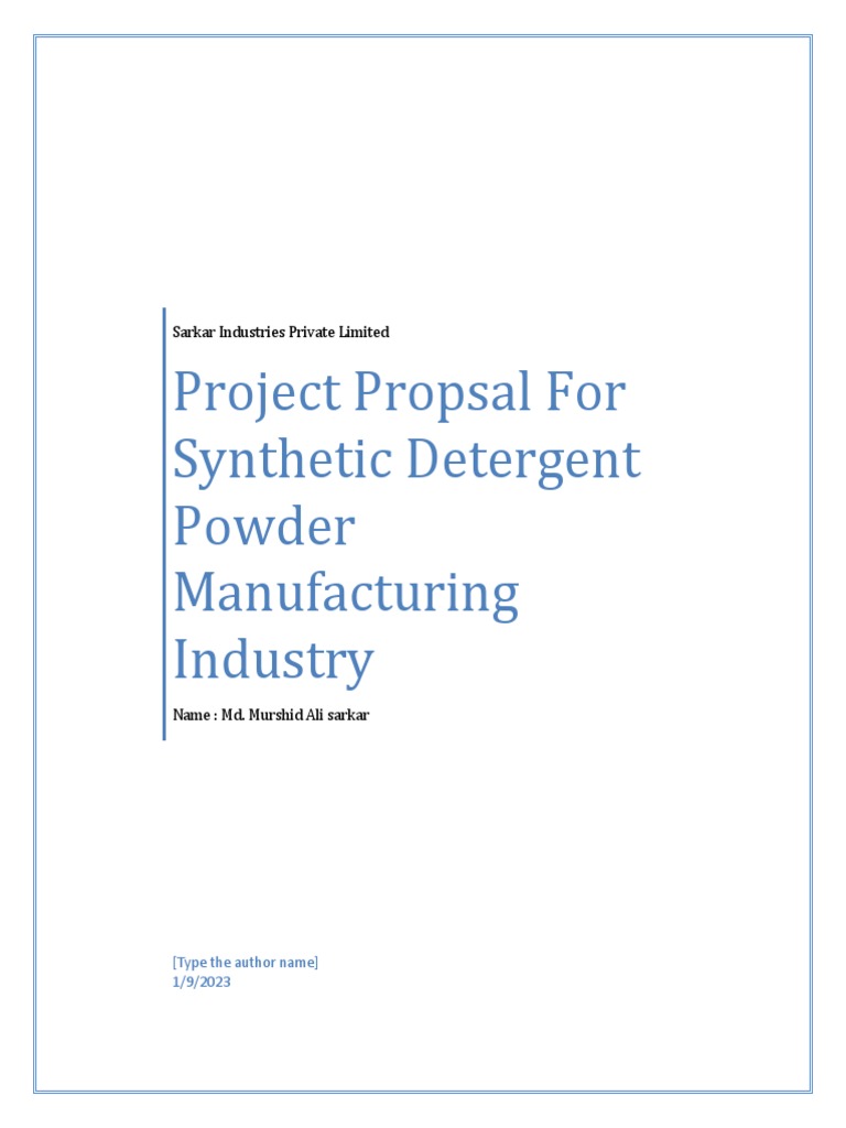 Project Proposal Download Free PDF Detergent Surfactant