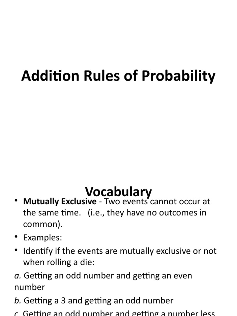 Addition Rules of Probability | PDF | Probability