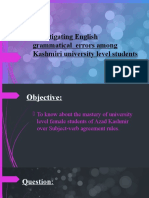 Investigating English Grammatical Errors Among Kashmiri University Level Students
