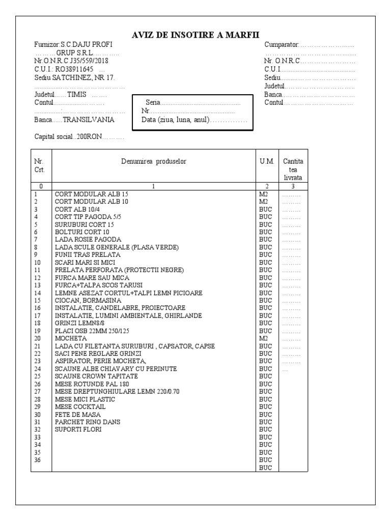 Aviz De Insotire A Marfii Word Pdf