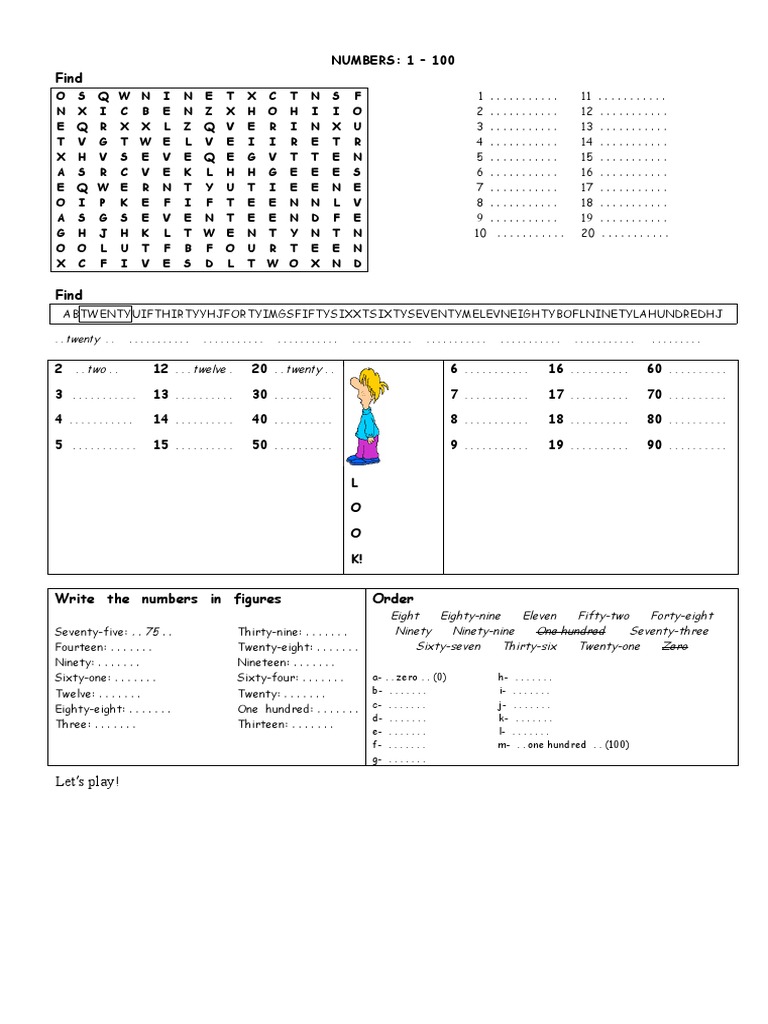 Numbers Worksheet | PDF