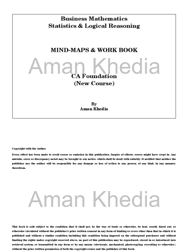 Business Mathematics Statistics & Logical Reasoning: by Aman Khedia ...