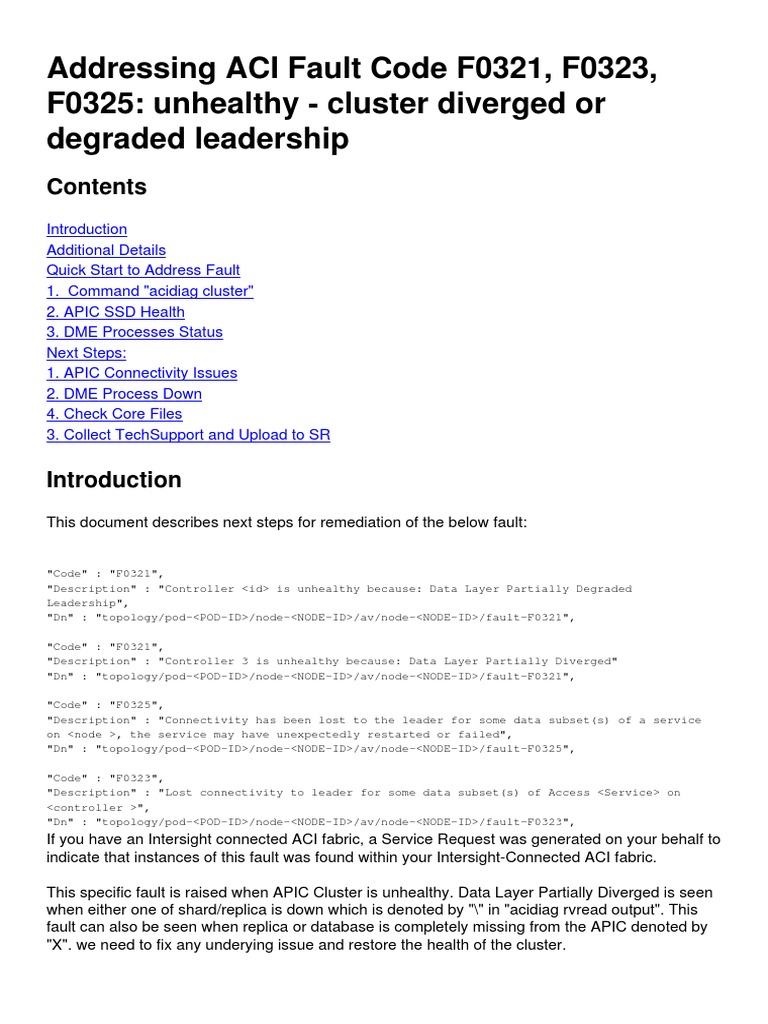 Remediation Steps for ACI Fault Codes | PDF | Network Topology ...
