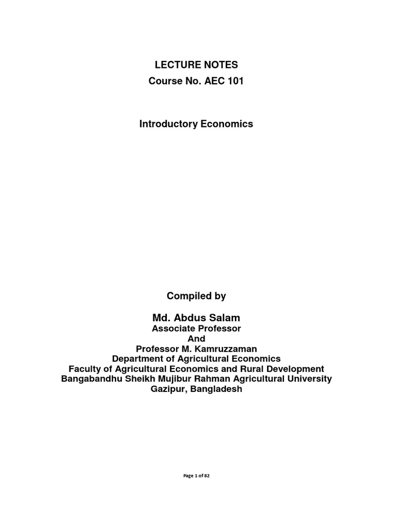AEC 101 - Introduction | PDF | Economics | Microeconomics