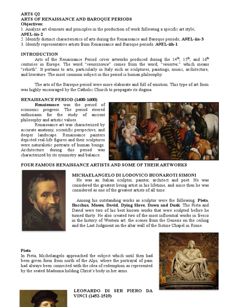Renaissance and Baroque Art Overview | PDF | Raphael | Michelangelo