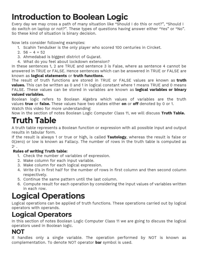Introduction To Boolean Logic | PDF | Logic Gate | Boolean Algebra