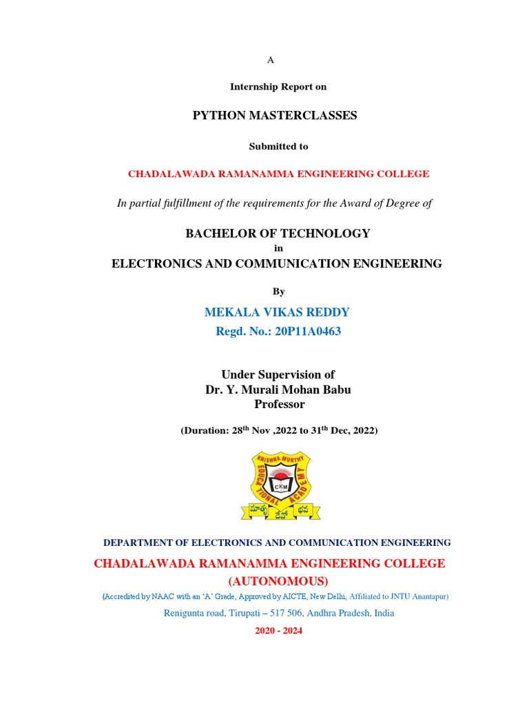 Python Masterclasses Internship Report | PDF | Machine Learning ...