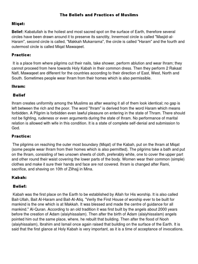 The Beliefs And Practices Of Muslims O Level Pdf Hajj Abrahamic