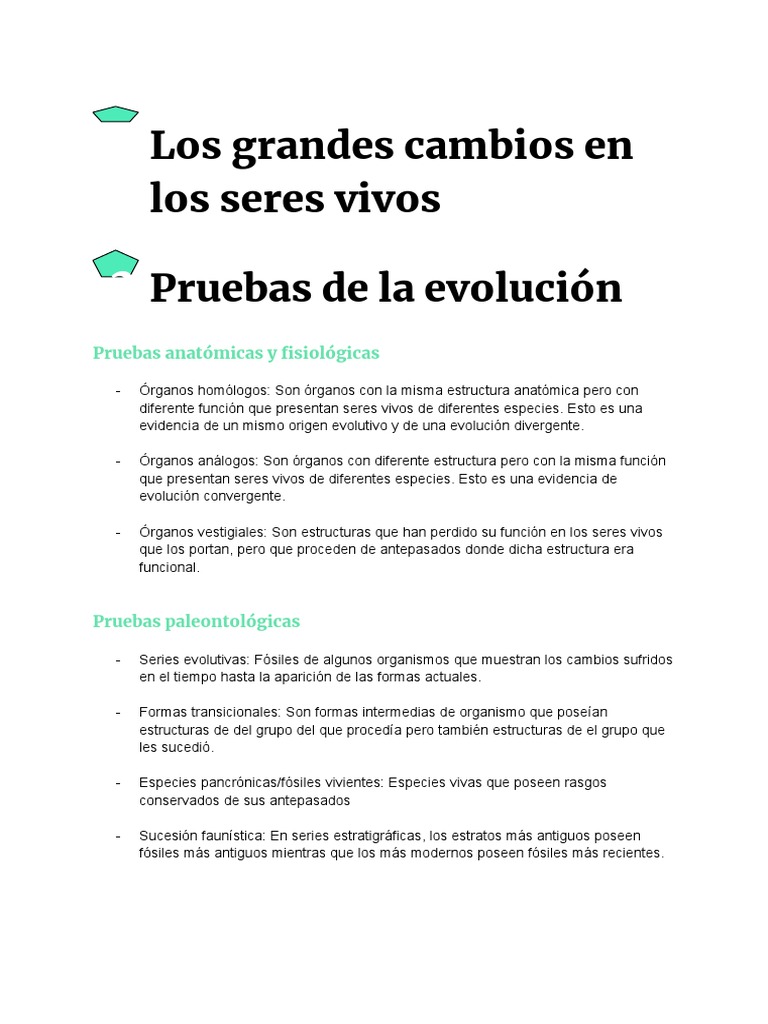 Pruebas de la evolución biológica | PDF | Evolución | Seleccion natural