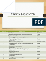 Badminton Training Schedule