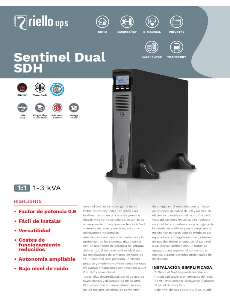 Ups Riello SDH Brochure | PDF | Inversor de energia | USB