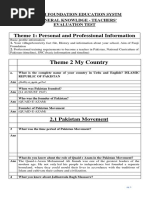 Theme 2 My Country: Theme 1: Personal and Professional Information