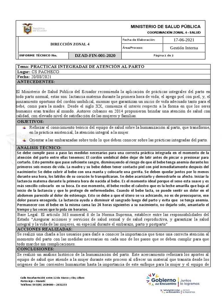 Prácticas Integradas de Atención al Parto | PDF | Parto | El embarazo