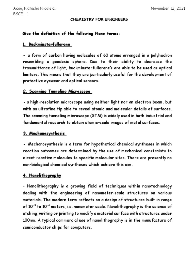 Nano Terms and Definitions Explained | PDF | Science & Mathematics ...
