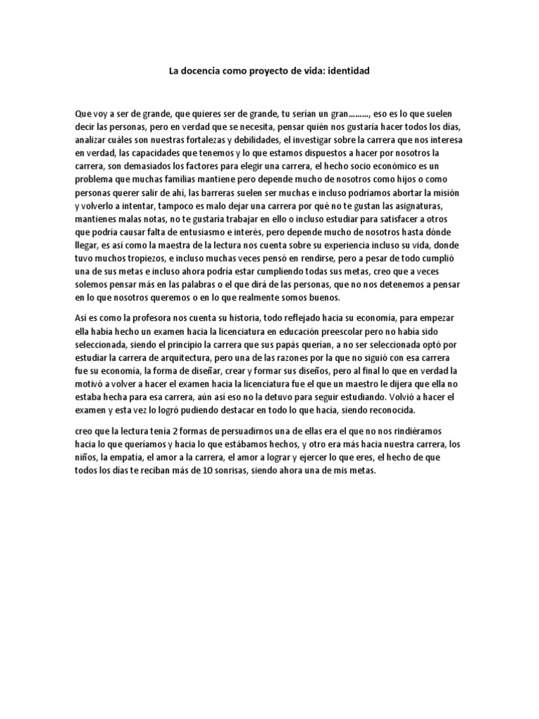 La Docencia Como Proyecto de Vida | PDF | Amor | Verdad