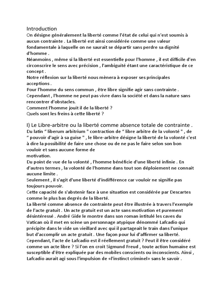 La liberté : entre contraintes et choix | PDF | Liberté | Libre arbitre