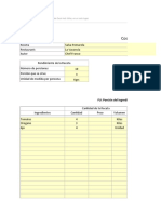 Plantilla de Excel de Costo de Recetas Por Porciones