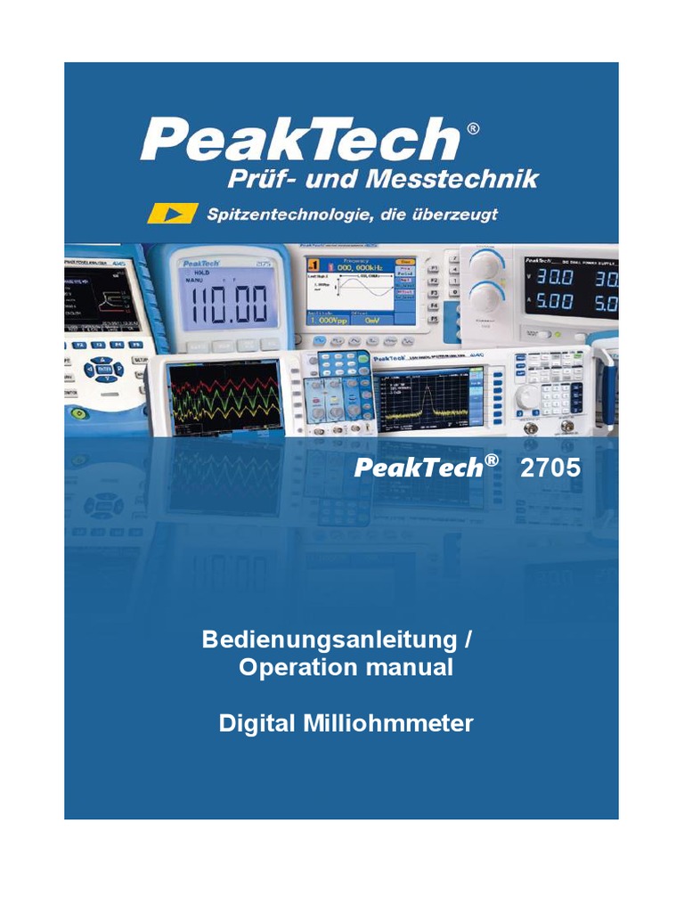 PeakTech 2705 Digital Milliohmmeter Guide | PDF