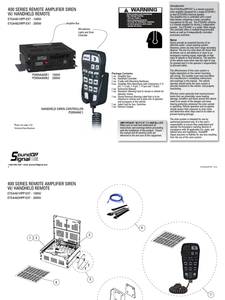 NERGY 400 Handheld Siren EXT Installation Sheet | PDF | Amplifier ...