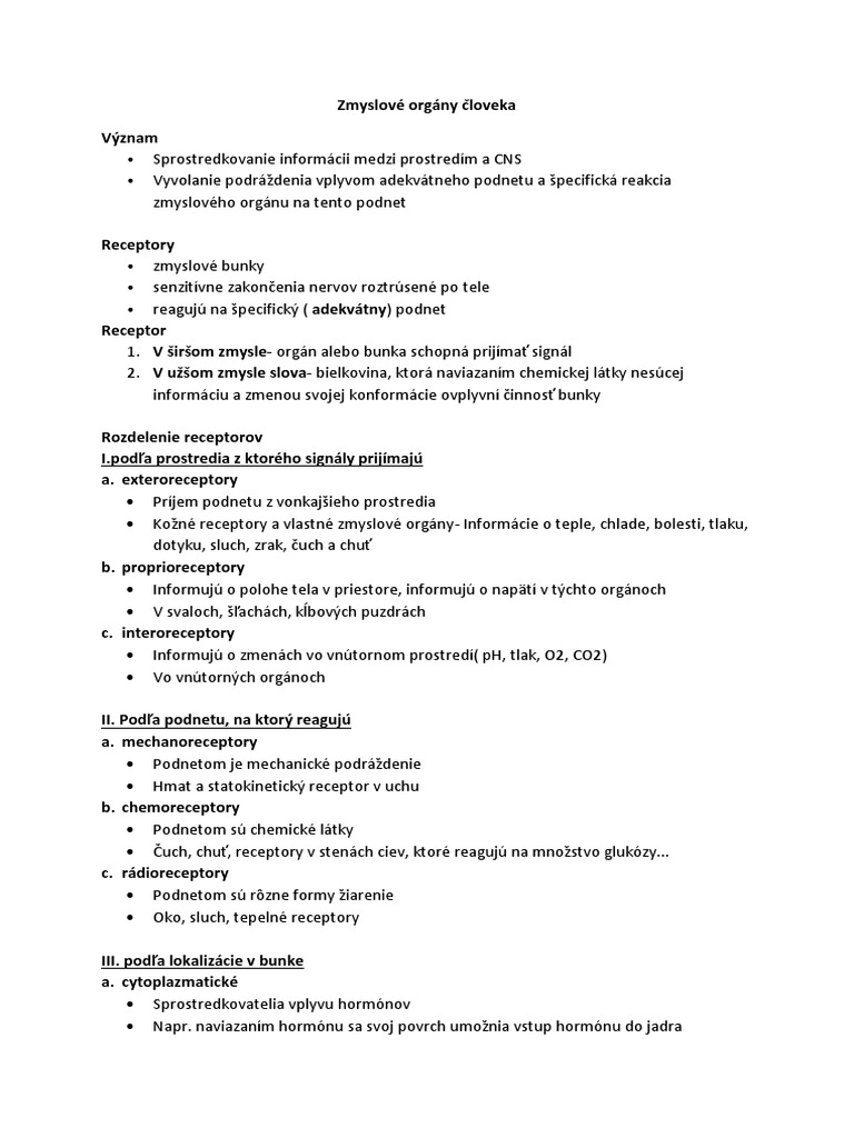 Zmyslove Organy Cloveka G | PDF