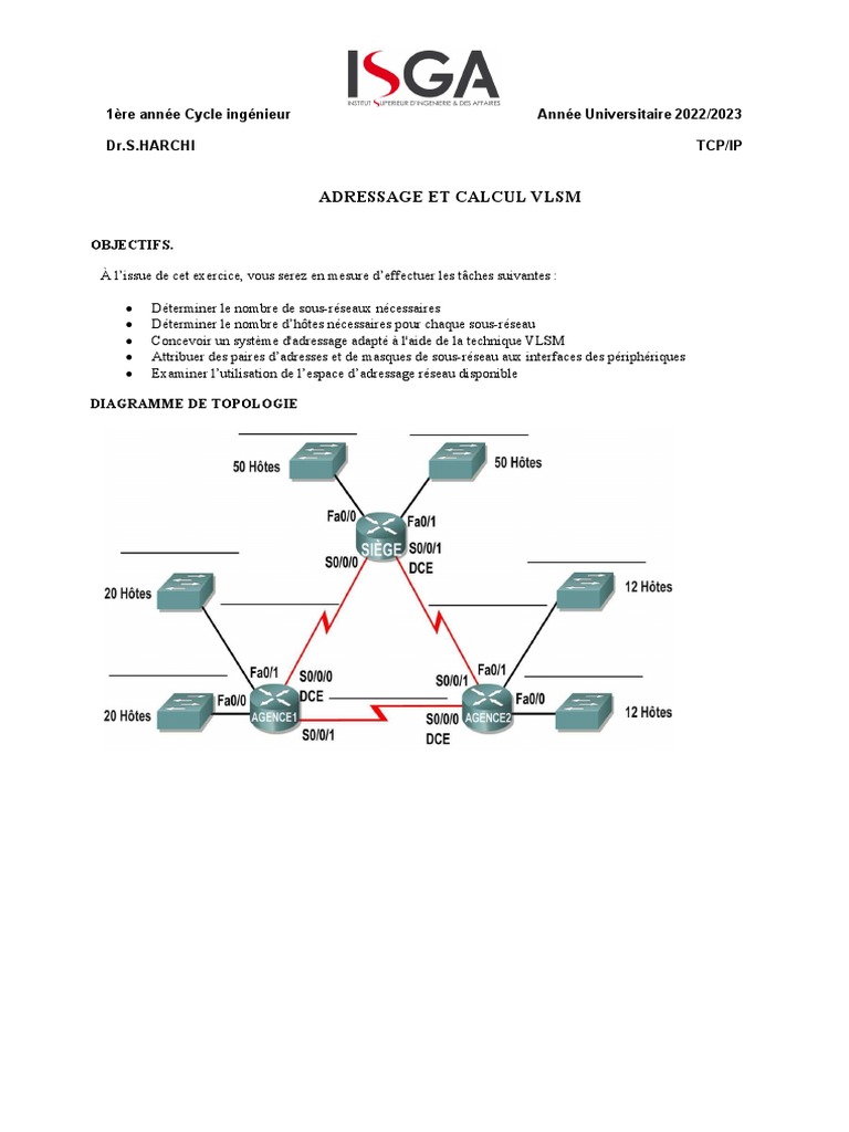 Calcul et Adressage VLSM en Réseau | PDF | Adresse IP | Protocoles Internet