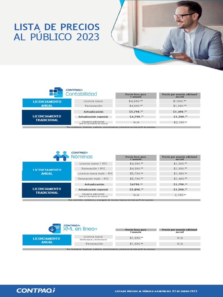 Lista de Precios 2023 Contpaqi PDF